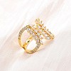 Brass Micro Pave Clear Cubic Zirconia Cuff Rings for Women RJEW-U047-02G-1