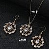 Flower Brass Micro Pave Clear Cubic Zirconia Pendant Necklaces & Dangle Earrings Sets WG2DD79-03-2