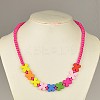 Colorful Wood Necklaces for Kids NJEW-JN00306-02-1
