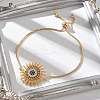 Sun Brass Micro Pave Cubic Zirconia Link Slider Bracelets KK-R217-49G-01-1