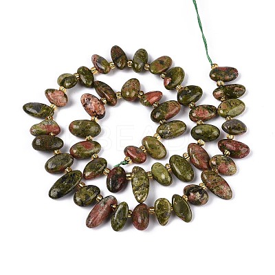 Natural Unakite Beads Strands G-Z091-A33-1