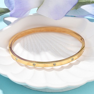 304 Stainless Steel Rhinestone Bangles for Women LS-BJEW-Z092-05G-1
