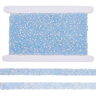 1 Roll Resin Rhinestone with Plastic Imitation Pearl Beaded Trim DIY-BC0015-57A-1