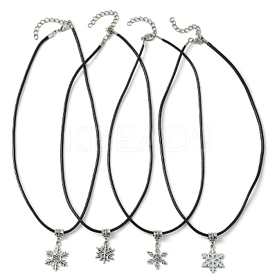 Tibetan Style Alloy Snowflake Pendant Necklaces NJEW-JN04538-1