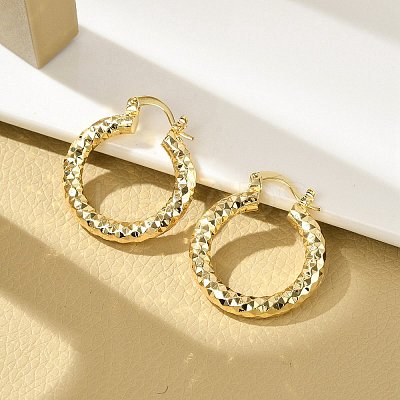 Brass Two Tone Hoop Earrings LS-EJEW-B117-06C-G-1