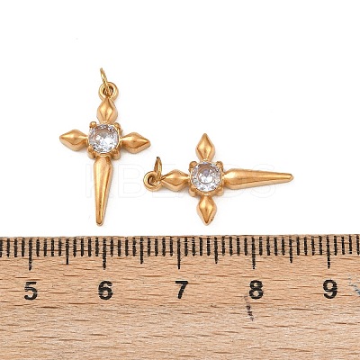 304 Stainless Steel with Clear Cubic Zirconia Pendants STAS-G364-01G-1