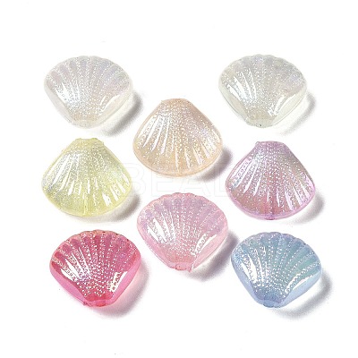 UV Plated Iridescent & Luminous Transparent Acrylic Beads OACR-G033-06F-1