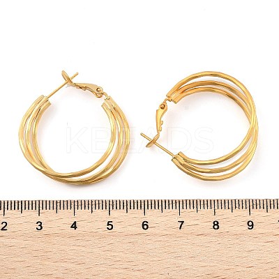 Brass Triple Hoop Earrings for Women EJEW-U055-01G-1