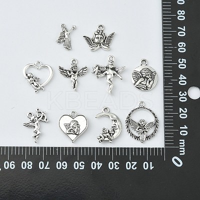 100Pcs 10 Styles Tibetan Style Alloy Pendants TIBEP-CJ0003-05-1