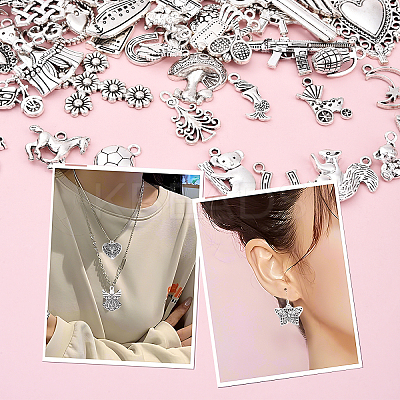 100Pcs 100 Styles Tibetan Style Alloy Charms TIBEP-YW0002-01-1