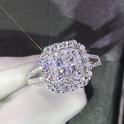 Brass Micro Pave Cubic Zirconia Finger Rings for Women FS-WG4C4EA-08-1