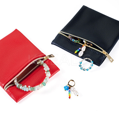 6Pcs 6 Colors Imitation Leather Jewelry Storage Zipper Bags ABAG-TA0001-72A-1