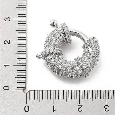 Brass Micro Pave Clear Cubic Zirconia Spring Ring Clasps KK-L228-42P-1