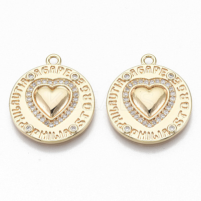 Brass Micro Pave Cubic Zirconia Pendants KK-T062-03G-NF-1