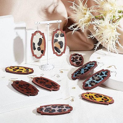 DIY Leopard Print Pattern Rectangle Dangle Earring Making Kit DIY-OC0009-49-1