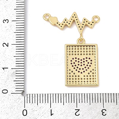 Brass Micro Pave Clear & Hot Pink Cubic Zirconia Pendants KK-U058-45G-1