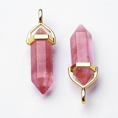 Cherry Quartz Glass Double Terminated Pointed Pendants G-G902-C09-1