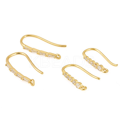 4Pcs 2 Styles Brass Micro Pave Clear Cubic Zirconia Earring Hooks KK-TA0003-30-1