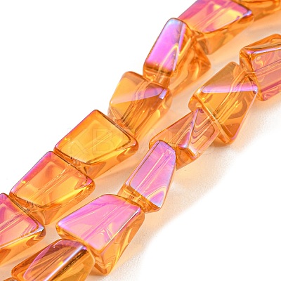 Full Rainbow Plated Electroplate Transparent Glass Beads Strands EGLA-G037-06A-FR02-1