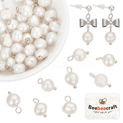40Pcs Natural Cultured Freshwater Pearl Oval Charms PALLOY-BBC0001-04-1