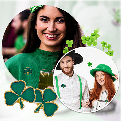 60Pcs Shamrock Alloy Enamel Pin JEWB-SC0001-87-1