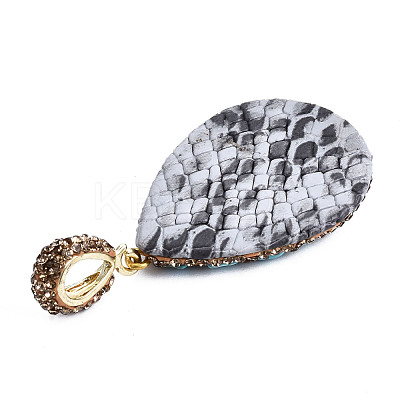 Polymer Clay Rhinestone Pendants RB-S056-11A-G-1
