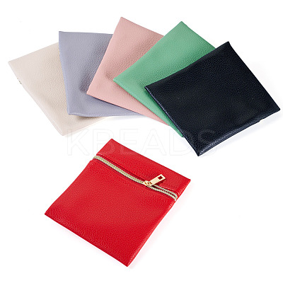 6Pcs 6 Colors Imitation Leather Jewelry Storage Zipper Bags ABAG-TA0001-72A-1
