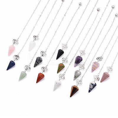 Natural & Synthetic Mixed Gemstone Hexagonal Pointed Dowsing Pendulums G-A024-A-1