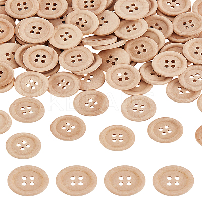 Flat Round Wood Buttons DIY-LP0001-14B-1