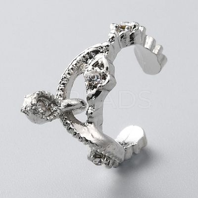 Clear Cubic Zirconia Teardrop Charms Cuff Earrings EJEW-WH0047-10P-1