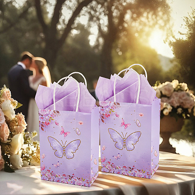 16Pcs 2 Colors Butterfly Print Paper Packaging Bags ABAG-BBC0001-29A-1