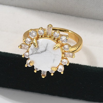 Sunflower Natural Howlite Finger Rings RJEW-B113-03G-06-1