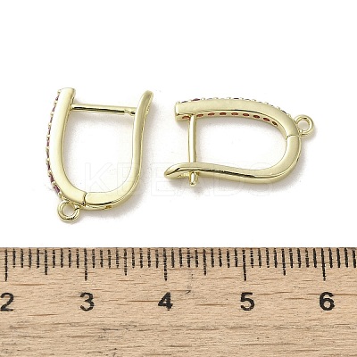 Brass Micro Pave Cubic Zirconia Hoop Earring Findings KK-C048-11G-1