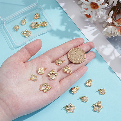 18Pcs 3 Styles Brass Micro Pave Cubic Zirconia Charms KK-WR0012-51-1