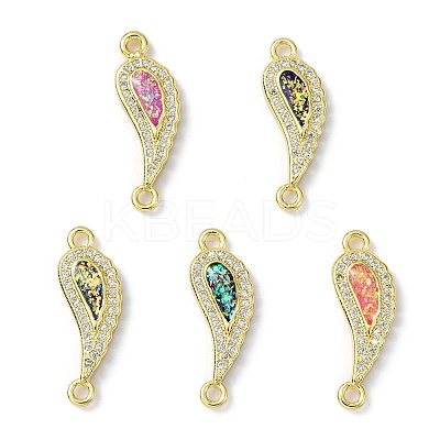 Brass Micro Pave Clear Cubic Zirconia Connector Charms KK-A197-21G-1