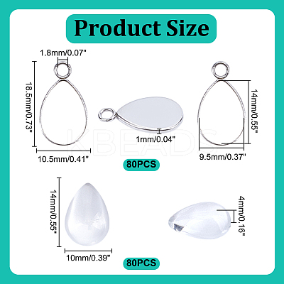 Teardop DIY 304 Stainless Steel Pendant Making Kit DIY-HY0002-44-1
