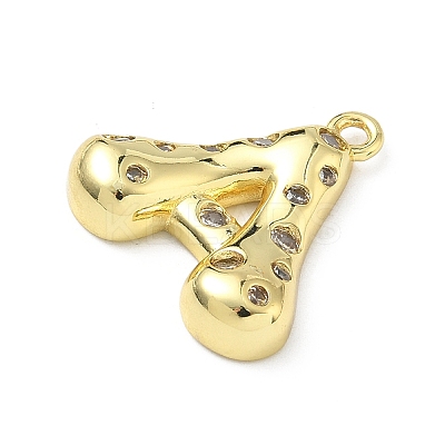 Brass Micro Pave Clear Cubic Zirconia Pendants KK-I476-02G-1