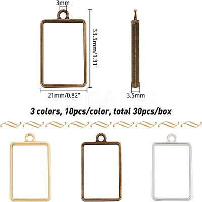 Matte Style Rack Plating Alloy Open Back Bezel Pendants PALLOY-OC0001-07-1