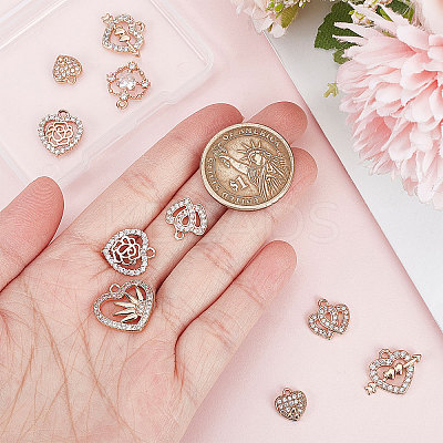 12Pcs 6 Style Valentine's Day Brass Micro Pave Cubic Zirconia Pendants KK-SC0003-16-1
