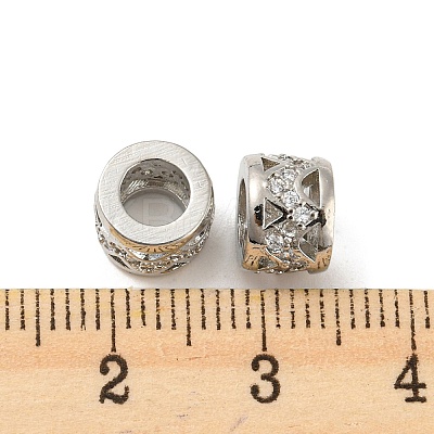 Brass Micro Pave Cubic Zirconia European Beads KK-H452-17P-1