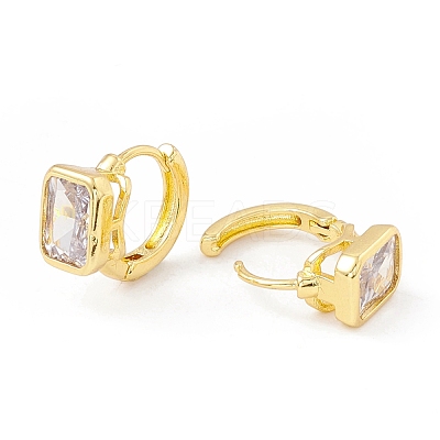 Clear Cubic Zirconia Rectangle Hoop Earrings EJEW-I266-01G-1