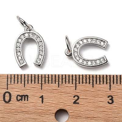 CZ Brass Micro Pave Cubic Zirconia Horse Shoe Charms LS-ZIRC-L018-13P-1