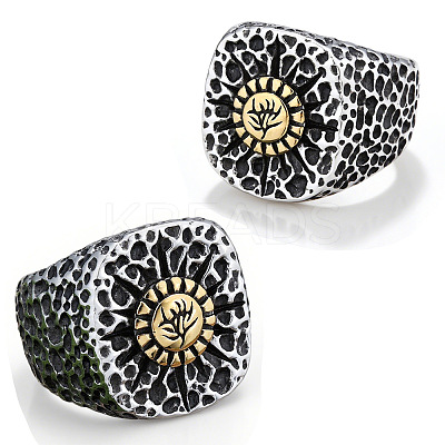 Textured 304 Stainless Steel Finger Rings FS-WG3E048-02-1