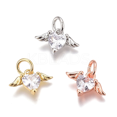 Brass Micro Pave Clear Cubic Zirconia Charms ZIRC-O035-26-1