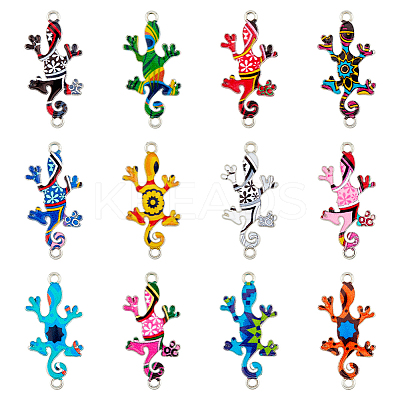 48Pcs 12 Colors UV Printed Alloy Connector Charms FIND-HY0003-03-1