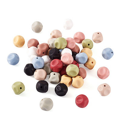 60Pcs 10 Colors Cube Food Grade Eco-Friendly Silicone Focal Beads SIL-TA0001-54A-1