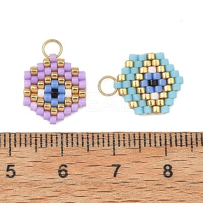 Glass Seed Beaded Pendants PALLOY-MZ01435-1
