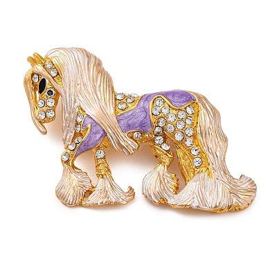 Horse Alloy Crystal Rhinestone Brooch LS-JEWB-Q045-01G-1