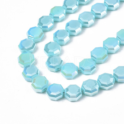 Electroplate Opaque Solid Color Glass Beads Strands EGLA-N002-27-A05-1