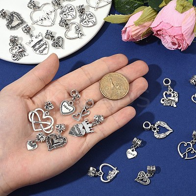 30Pcs 15 Styles Tibetan Style Alloy European Dangle Charms PALLOY-YW00072-1